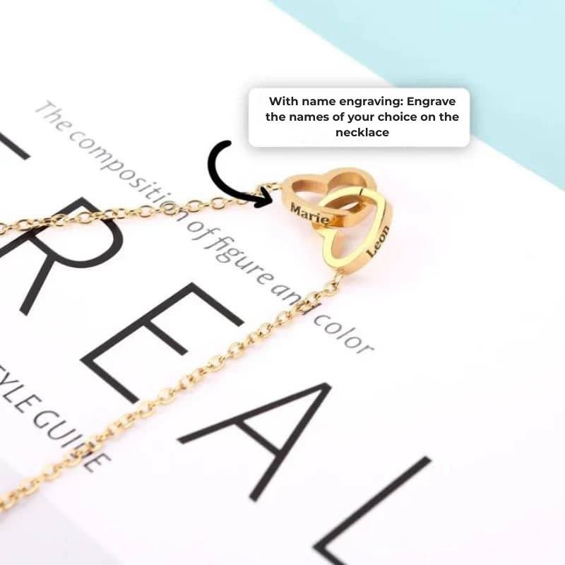 Eternal Rose Gift Set – Double Heart Engraved Necklace