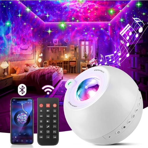 Galaxy Projector with 360 Lighting & White Noise for a Magical Bedroom Experience