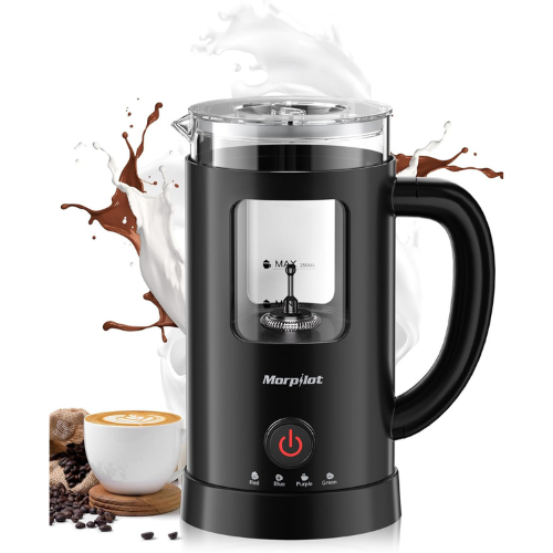 Electric 4‑in‑1 Milk Frother with Large Glass Chamber