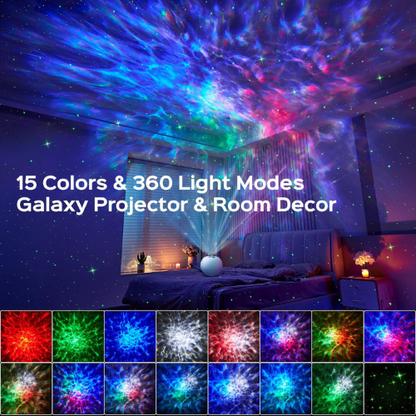 Galaxy Projector with 360 Lighting & White Noise for a Magical Bedroom Experience