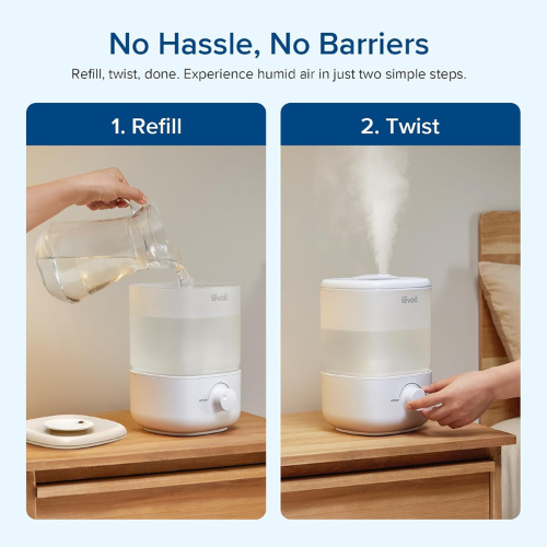 Cool Mist Bedroom Humidifier with Easy‑Clean Top Fill Design