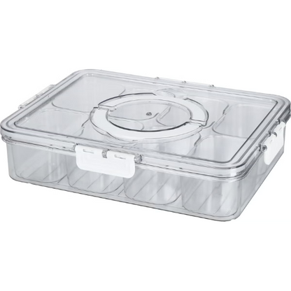 Snack box with 8 compartments and carrying handle