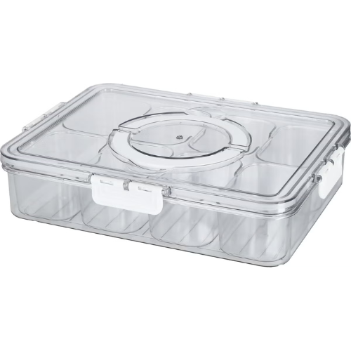 Snack box with 8 compartments and carrying handle