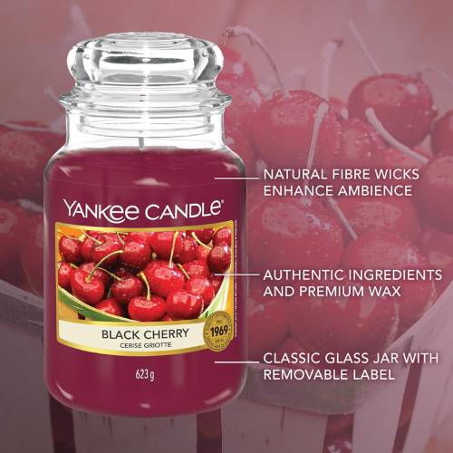 Rich Black Cherry Scented Candle – Large Jar