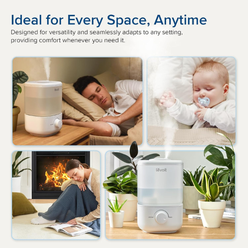Cool Mist Bedroom Humidifier with Easy‑Clean Top Fill Design