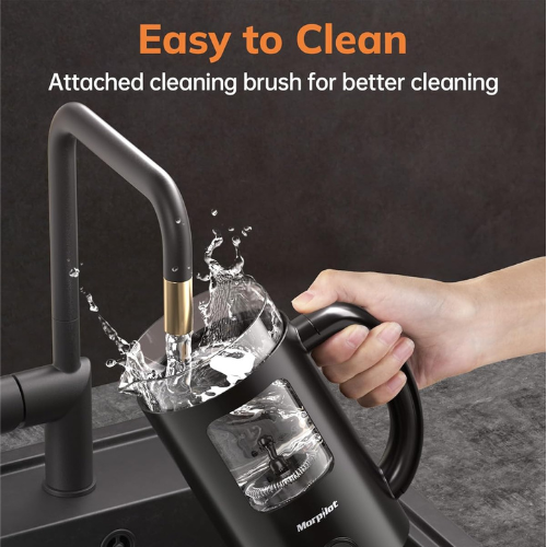 Electric 4‑in‑1 Milk Frother with Large Glass Chamber