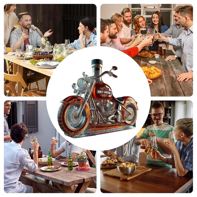 Creative glass wine bottle for motorcycles