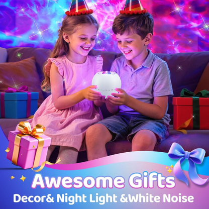 Galaxy Projector with 360 Lighting & White Noise for a Magical Bedroom Experience