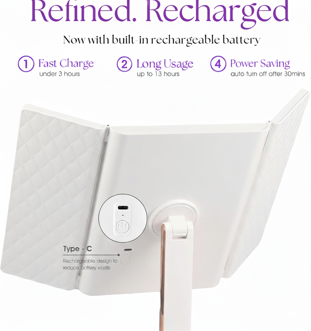 Trifold LED Makeup Mirror