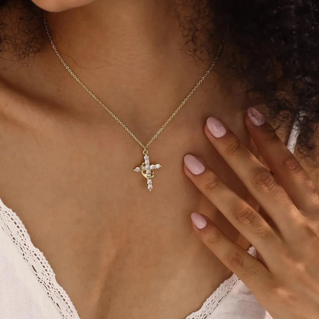 Protective Cross and Crown Necklace + Free Ebook