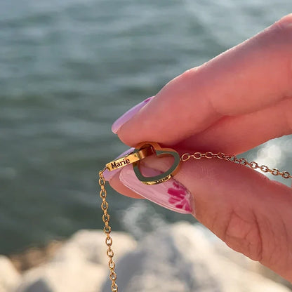 Eternal Rose Gift Set – Double Heart Engraved Necklace