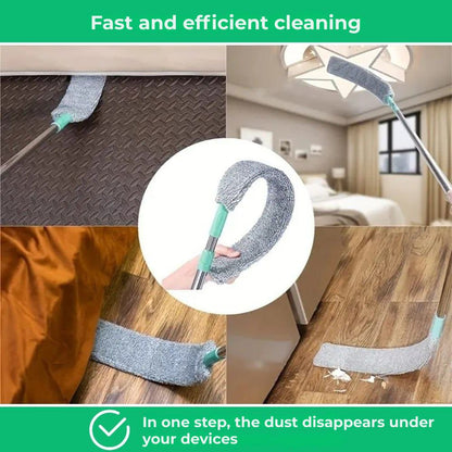 Ultra-flat telescopic feather duster for hard-to-reach areas