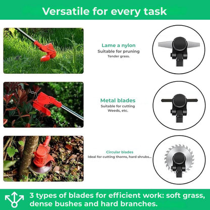 D80 PRO High-Power Cordless Brush Cutter – Cuts Grass, Bushes and Thick Branches