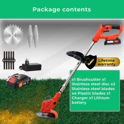 D80 PRO High-Power Cordless Brush Cutter – Cuts Grass, Bushes and Thick Branches