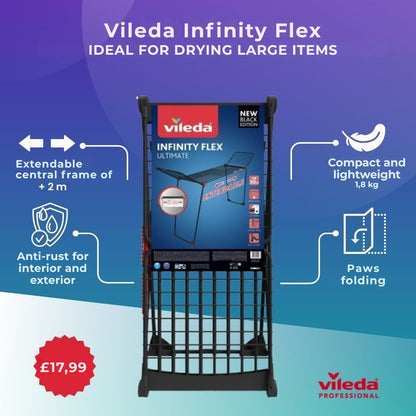 Vileda Infinity Flex® Indoor Clothes Airer, XXL Lines over 2 Metres, Stable and Robust, Practical Transport