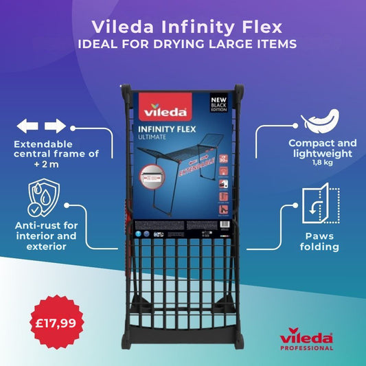 Vileda Infinity Flex® Indoor Clothes Airer, XXL Lines over 2 Metres, Stable and Robust, Practical Transport