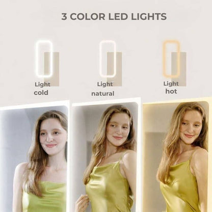 Floor-standing jewellery cabinet with LED mirror, 360° rotating organiser 😍