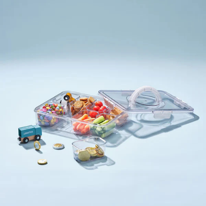 Snack box with 8 compartments and carrying handle