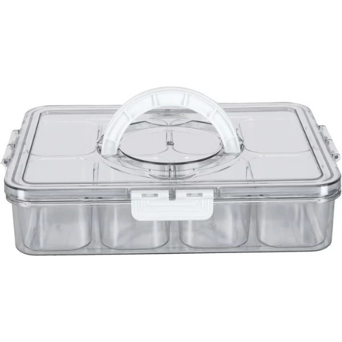 Snack box with 8 compartments and carrying handle