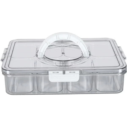 Snack box with 8 compartments and carrying handle
